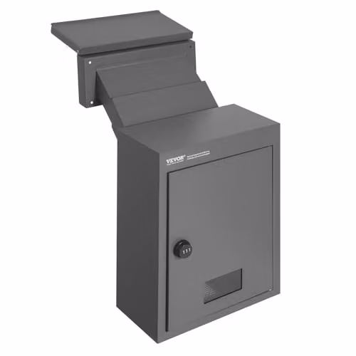 Buzón de pared de acero VEVOR con cerradura de combinación en color gris oscuro, An/P/Al: 31,7 x 16 cm x 43 cm