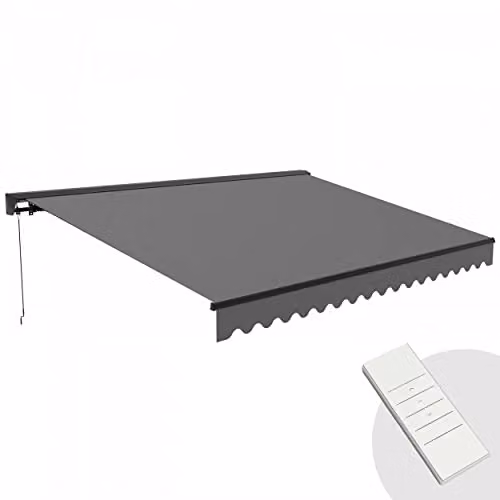 Toldo eléctrico semi cassette Oviala Store de aluminio color antracita An/P: 400 x 300 cm