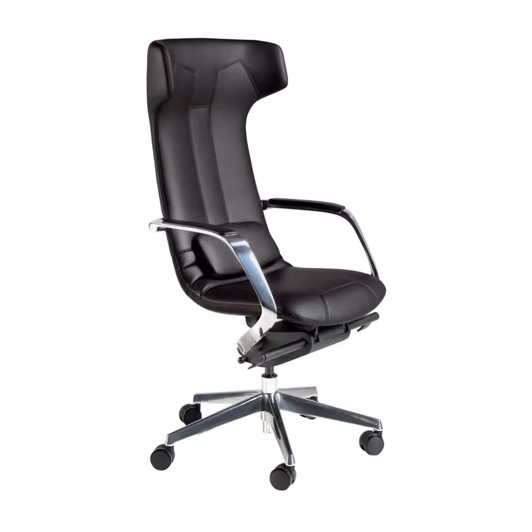 Silla de oficina giratoria Angel Cerdá S.L.S en polipiel negra con reposacabezas y altura ajustable An/P/Al: 63 x 66 x 122 cm