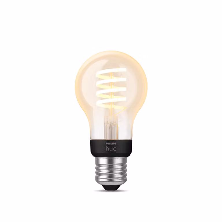 Bombilla Inteligente Philips Hue White Ambiance Filament LED A60 E27 con Bluetooth y Zigbee, Regulable, 550 lm, 7 W, Transparente