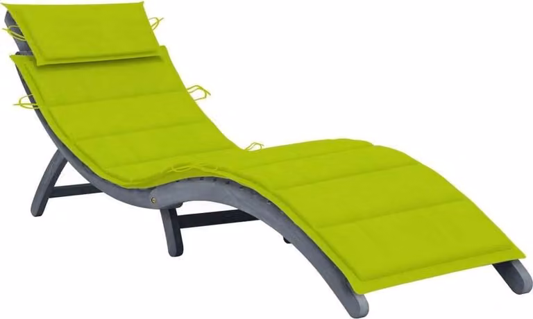 Tumbona Syfax de madera de acacia con cojín resistente a la intemperie en color gris y verde