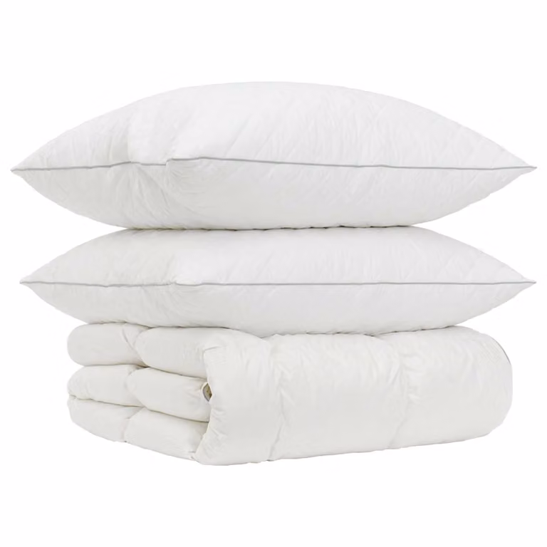 Juego de edredón y almohadas vidaXL FULDA de 3 piezas, 90% plumón de ganso, color blanco, An/P: 155 x 220 cm