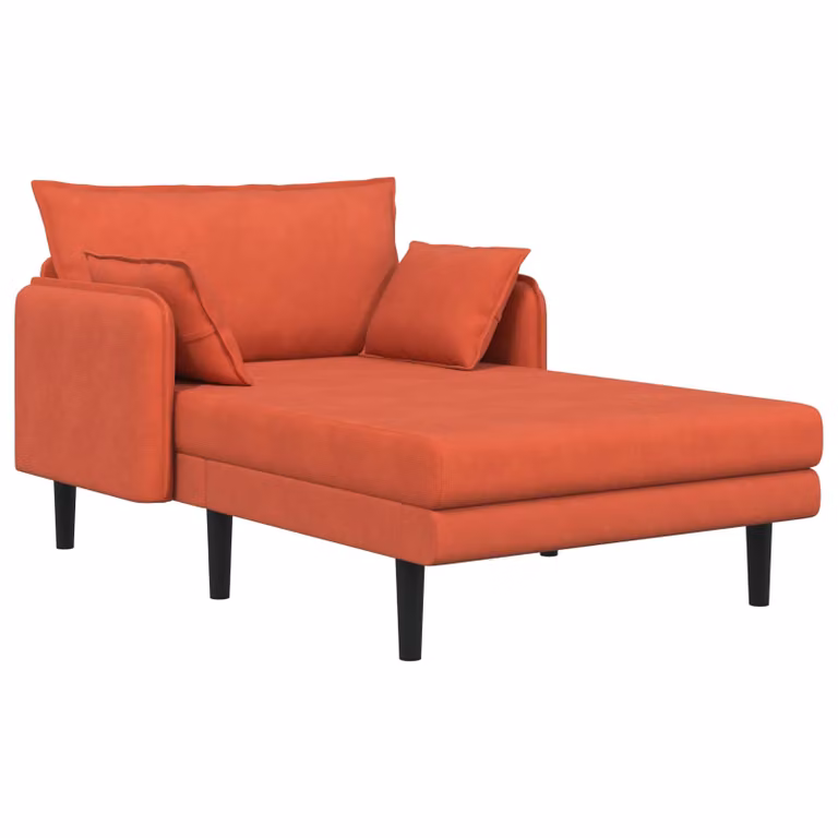 Chaise longue moderna vidaXL en tela de pana roja y naranja con función de sofá cama y cojines incluidos