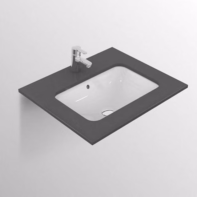 Lavabo de encastre rectangular Ideal Standard Connect E505601 en cerámica blanca con rebosadero