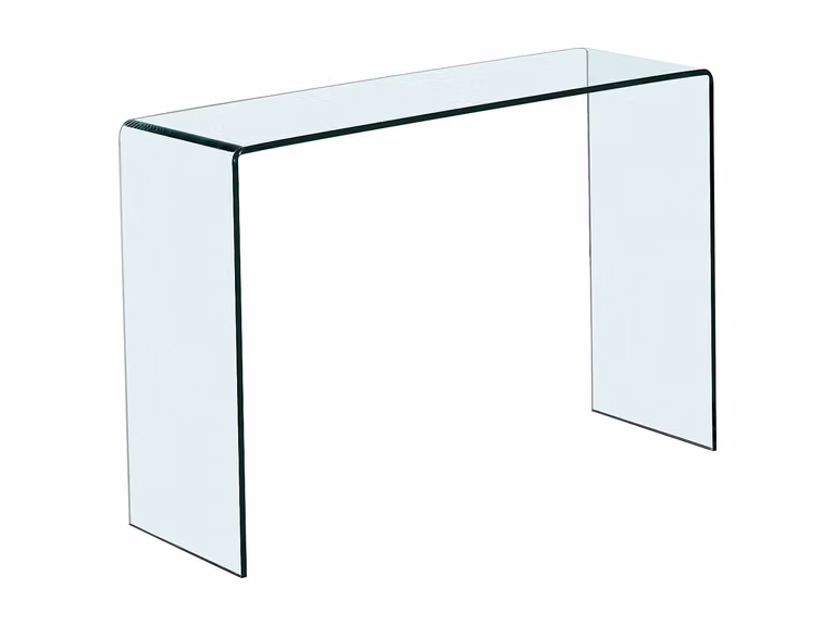 Consola de vidrio templado curvado transparente ALONZO An/P/Al: 110 x 35 x 80 cm