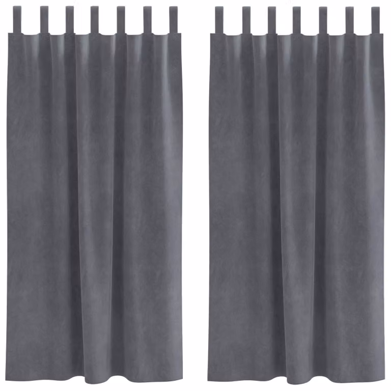 Set de 2 cortinas blackout de terciopelo vidaXL en gris, An/Al: 140 x 175 cm