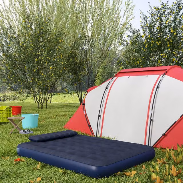 Colchón hinchable Outsunny para 2 adultos, azul, An/P/Al: 152 x 203 x 22 cm
