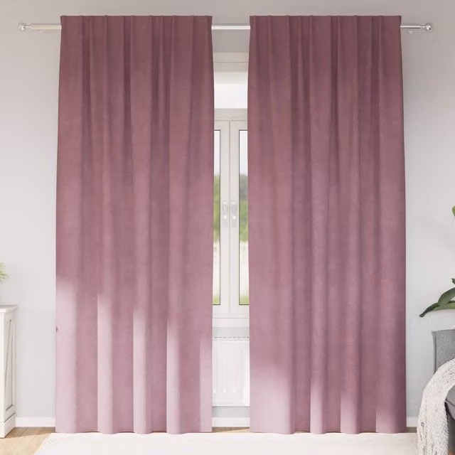 Cortinas opacas de terciopelo vidaXL, 2 unidades, color rosa, An/Al: 140 x 225 cm