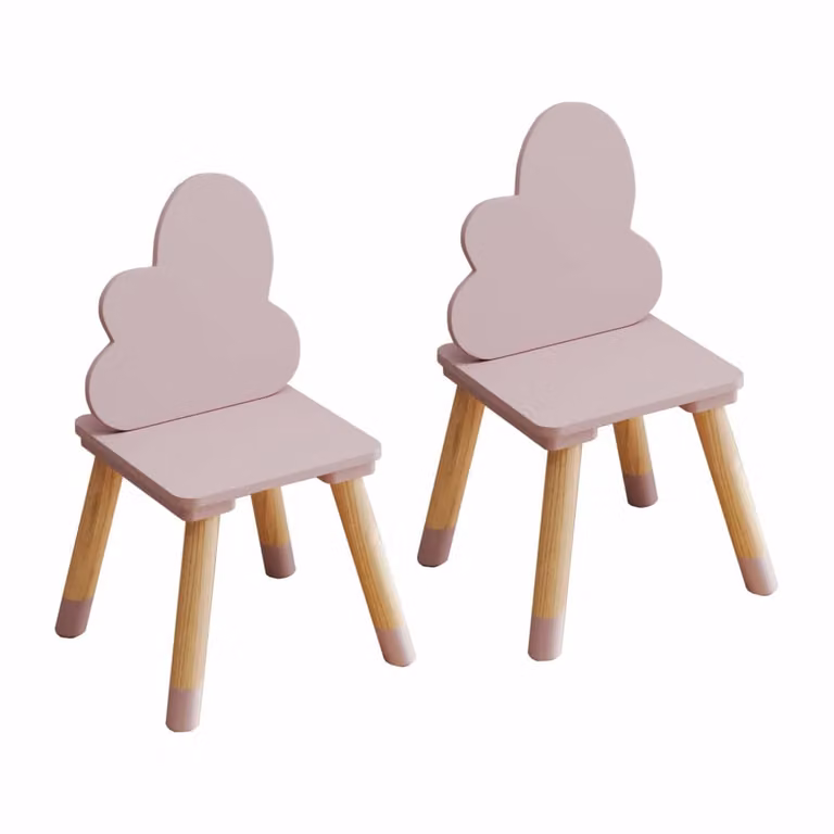 Juego de 2 sillas para niños Mobili Rebecca en madera de pino y MDF color rosa y marrón
