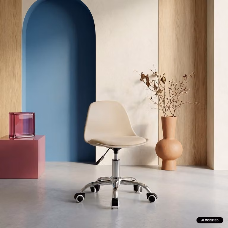 Silla de oficina infantil SWEEEK giratoria con ruedas, color beige