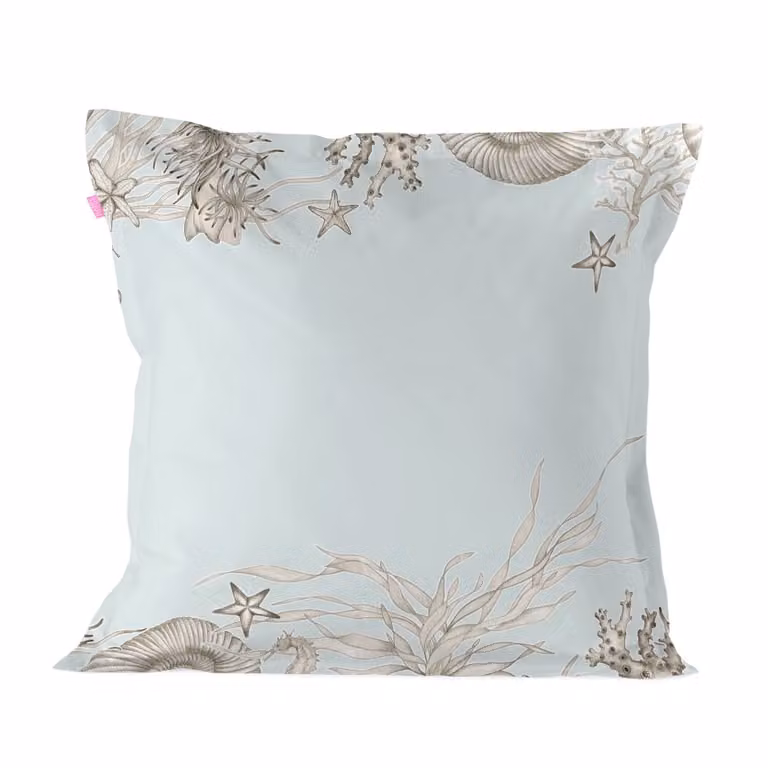 Funda de almohada Happy Friday de algodón multicolor con diseño marítimo de 80x80 cm