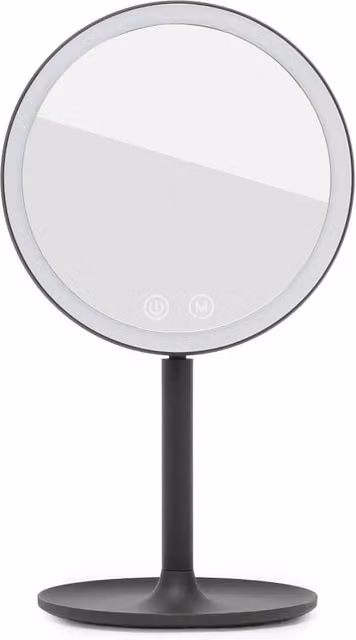 Espejo cosmético plegable de mesa Swiss Aqua Technologies con luz LED regulable, color negro, Altura: 34,5 cm