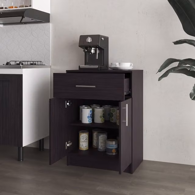 Despensa compacta de cocina TUHOME CONCEPT con puertas batientes en acabado mate marrón o negro