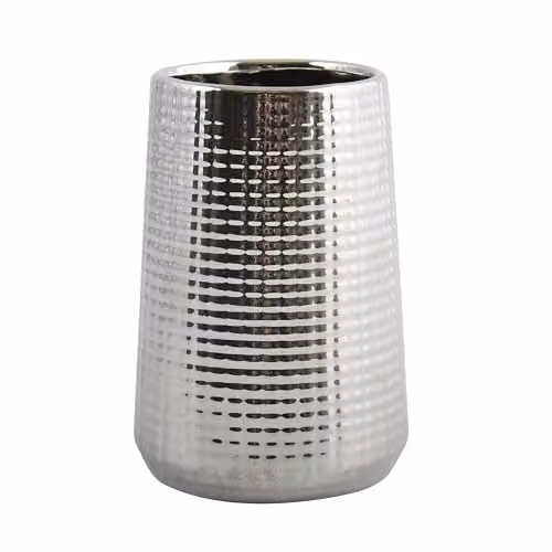 Vaso de cerámica MSV Dallas color plata con diseño geométrico moderno para mesa