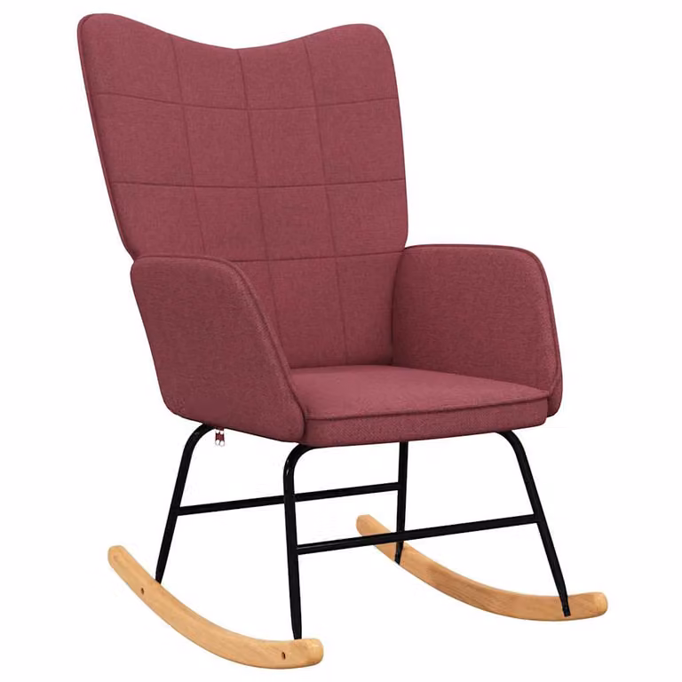 Silla mecedora moderna de tela roja para adultos vidaXL con reposabrazos