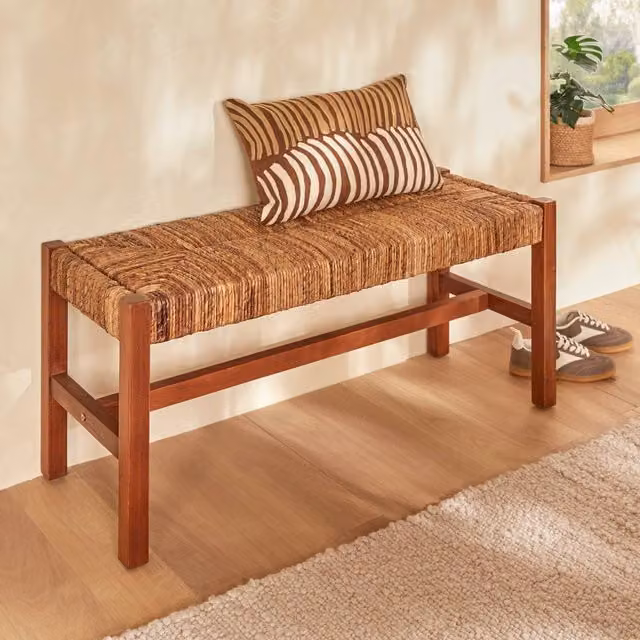 Banco Sidoan Atmosphera de madera y ratán en color marrón An/P/Al: 102 x 38 x 46 cm