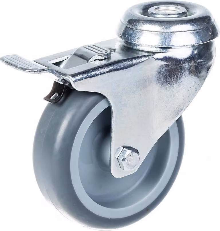 Rueda giratoria con freno ZHONGSHAN de caucho gris de 75 mm con capacidad de carga de 60 kg