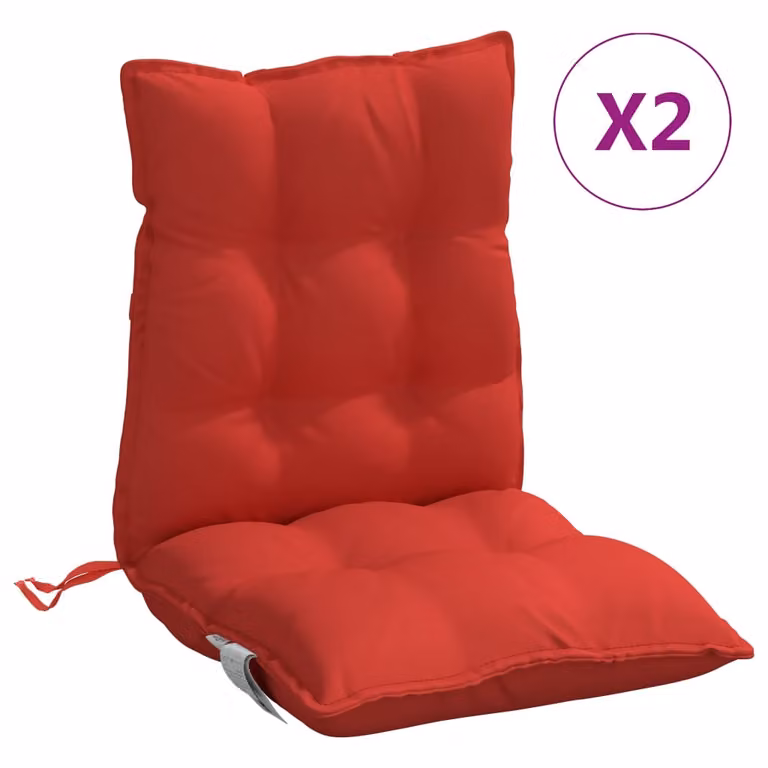 Pack de 2 cojines para silla con respaldo bajo vidaXL en tela Oxford roja, transpirables y repelentes al agua