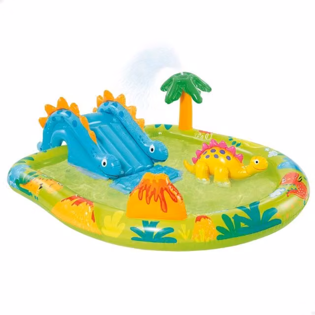 Centro de juegos hinchable de dinosaurios Intex con tobogán y ducha, multicolor