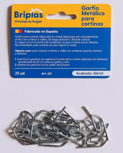 Set de 25 ganchos corchete para cortina de baño Briplas en color cromo y plata