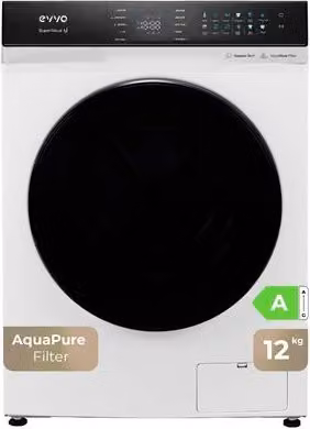 Lavadora de carga frontal Evvo Supernova 12 kg, 1400 rpm, Clase A, Blanco