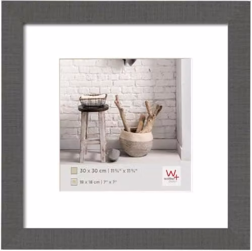 Marco de fotos de madera Walther Design Home gris de 30 x 30 cm con cristal y diseño moderno para mesa