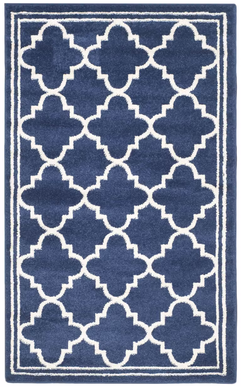 Alfombra de diseño marroquí Safavieh en polipropileno azul y beige, An/P/Al: 122 x 183 cm