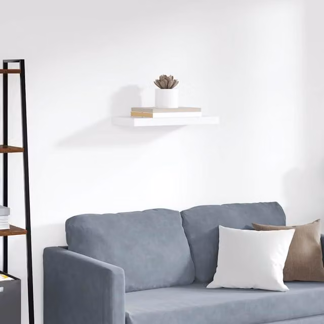 Estante flotante de pared vidaXL en MDF y metal, color blanco, An/P/Al: 50 x 23 x 3,8 cm