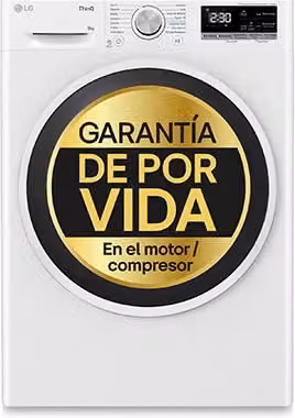 Secadora de carga frontal LG RH90V5AV6N de 9 kg con bomba de calor en color blanco