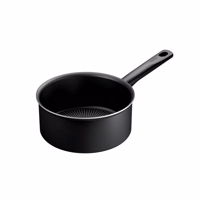 Cazo Tefal React de aluminio reciclado con revestimiento antiadherente y tecnología de indicador de calor, color negro, 20 cm