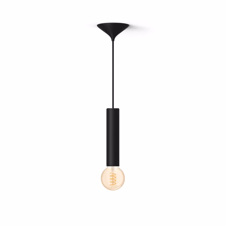 Pack Philips Hue con bombilla de filamento tipo globo y cable negro, luz blanca cálida a fría