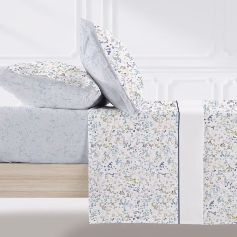 Juego de sábanas Manterol con funda nórdica y fundas de almohada de diseño gráfico azul para cama de 90 cm, reversible y de mezcla algodón y poliéster