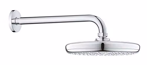 Conjunto de ducha mural Grohe Tempesta 210 con brazo de 28,6 cm, rociador redondo de lluvia, acabado cromado y sistema antical