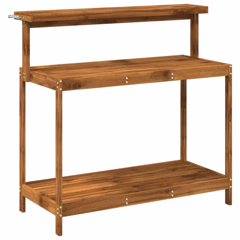vidaXL Banco de Trasplante de Madera de Acacia para Jardín, Color Marrón, An/P/Al: 111,5 x 48,5 x 107 cm