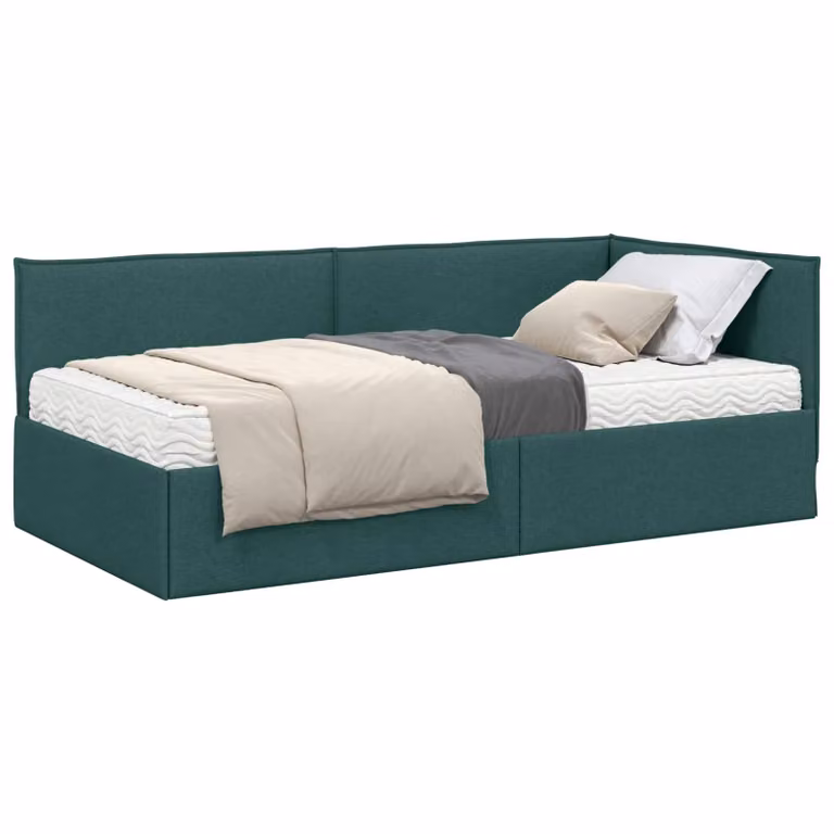 Estructura de cama de esquina con colchón vidaXL en terciopelo verde, An/P/Al: 100 x 200 x 74 cm