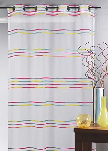 Visillo HomeMaison de poliéster con rayas horizontales, multicolor, An/Al: 140 x 240 cm