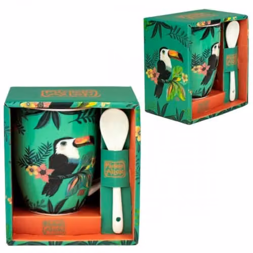 Taza de cerámica Enesco Tucán multicolor de 473 ml
