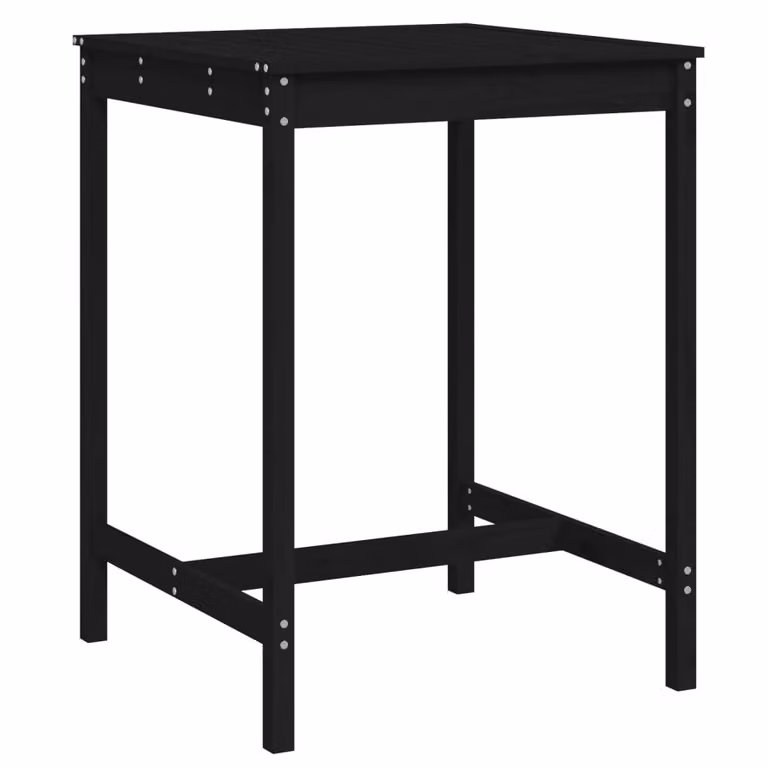 Mesa de jardín vidaXL de madera maciza de pino en color negro, diseño rústico cuadrado, An/P/Al: 82,5 x 82,5 x 110 cm