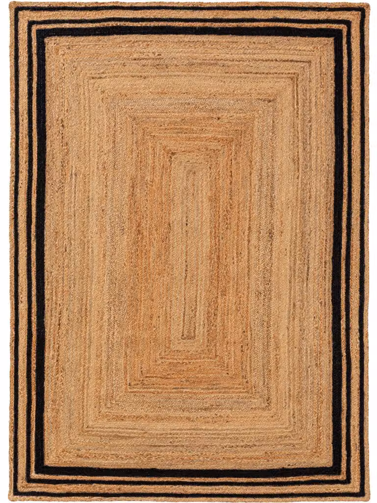 Alfombra de yute negra Benuta de diseño minimalista An/P: 160 x 230 cm