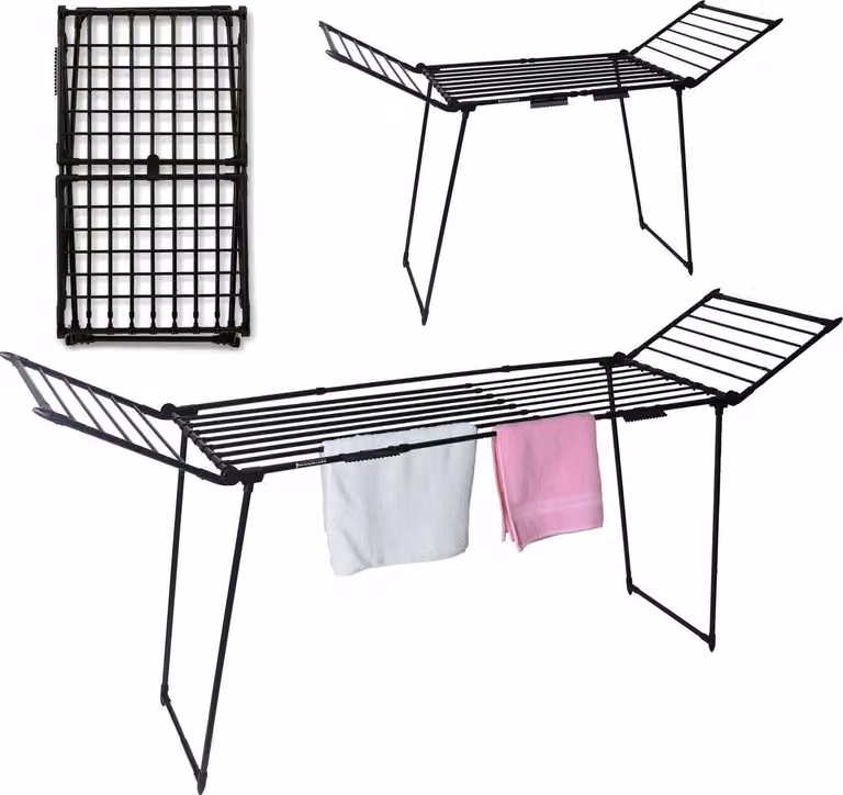 Secadora de ropa extensible B2X de pie con ganchos, 27 metros, color negro