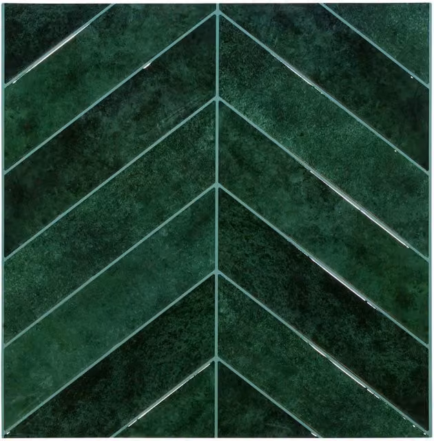 Set de 2 vinilos adhesivos de pared con diseño geométrico de cheurones cuadrados de Atmosphera en color verde oscuro, An/An/Al: 30 x 30 cm
