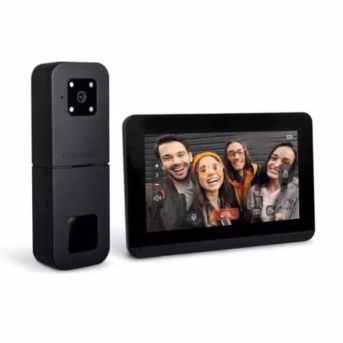 Videoportero inalámbrico SCS Sentinel HeyView Air con pantalla táctil de 7 pulgadas, visión nocturna a color y alcance de 350 m en color negro