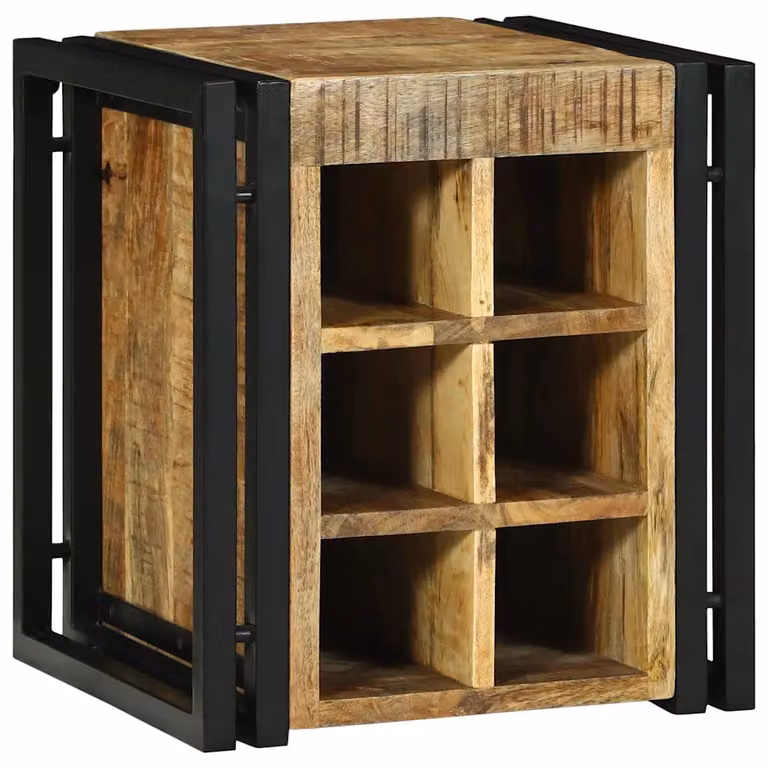 Estante de vino vidaXL de madera de mango maciza estilo rústico, An/P/Al: 35 x 35 x 39 cm