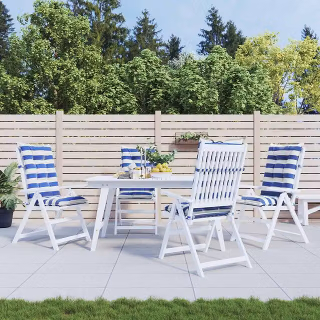 Set de 4 cojines de exterior vidaXL en azul y blanco, forma rectangular, An/P/Al: 120 x 50 x 7 cm