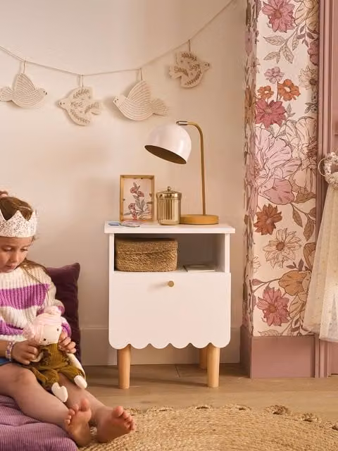 Mesita de noche infantil LÍNEA FESTÓN de VERTBAUDET en color blanco