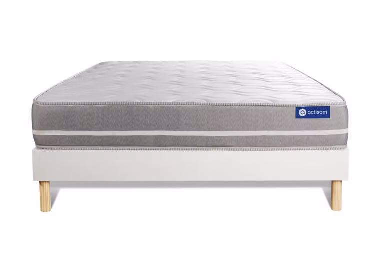Pack de colchón de espuma viscoelástica Actisom y somier de metal blanco An/P: 160 x 190 cm
