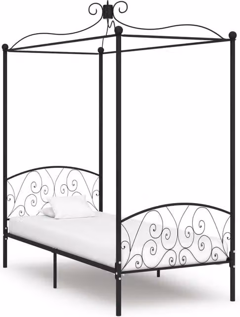 Estructura de cama con dosel Vidaxl en metal negro de 100 x 200 cm