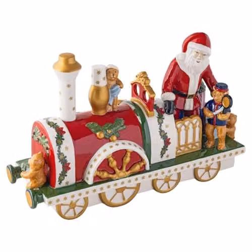 Figura decorativa de locomotora navideña Christmas Toy's Memory de Villeroy & Boch en porcelana multicolor
