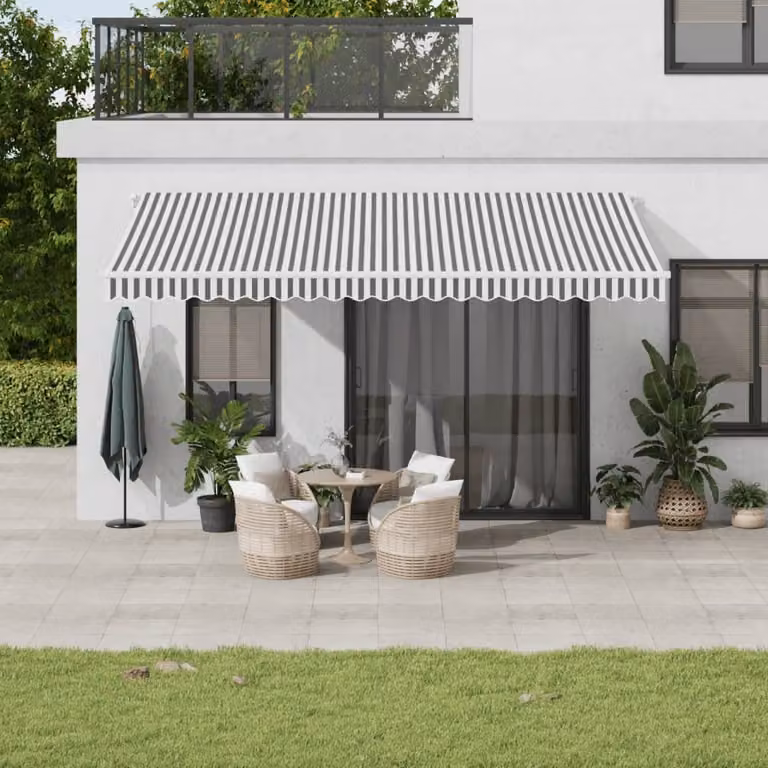Toldo automático Prolenta con brazo plegable en aluminio y poliéster, color antracita y blanco, An/P/Al: 500 x 300 cm