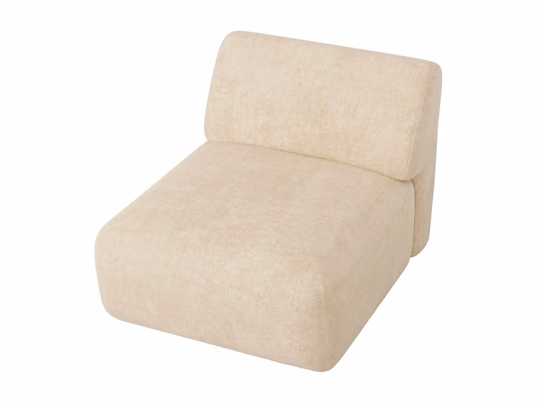 Sillón clásico Pogni de Maison Céphy en tela beige con estructura de madera sólida